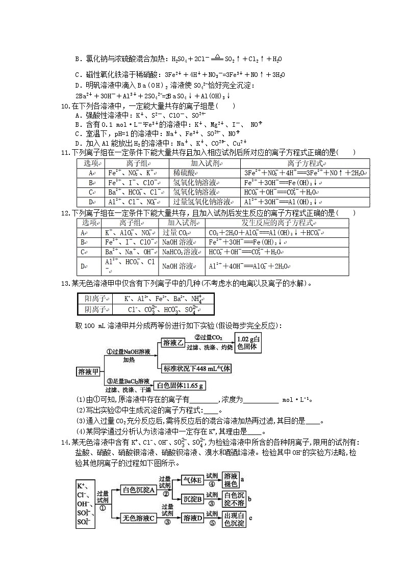 2021年高考化学三轮冲刺《离子反应》练习三（含答案）02