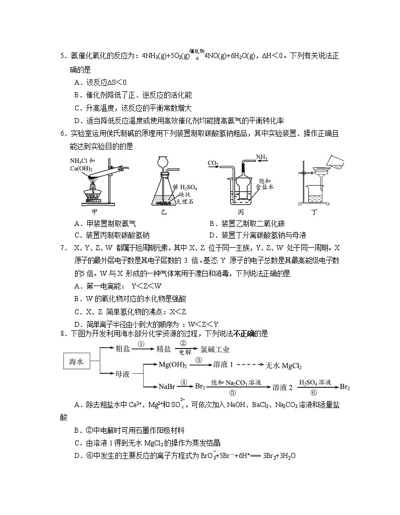 2021江苏省三校联考（姜堰中学、如东中学、沭阳如东中学）高三下学期5月联考卷：化学+答案02
