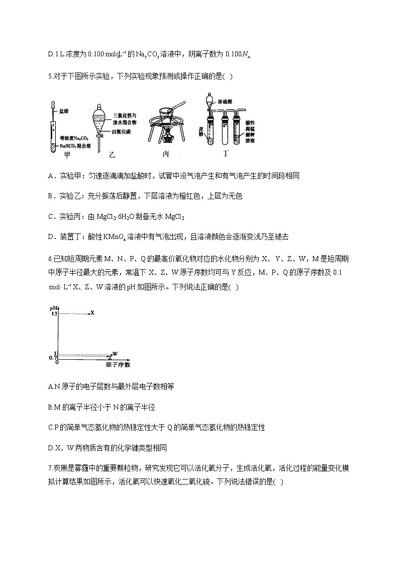 2021届湖南省高三下学期5月高考化学终极猜题卷 新高考版02