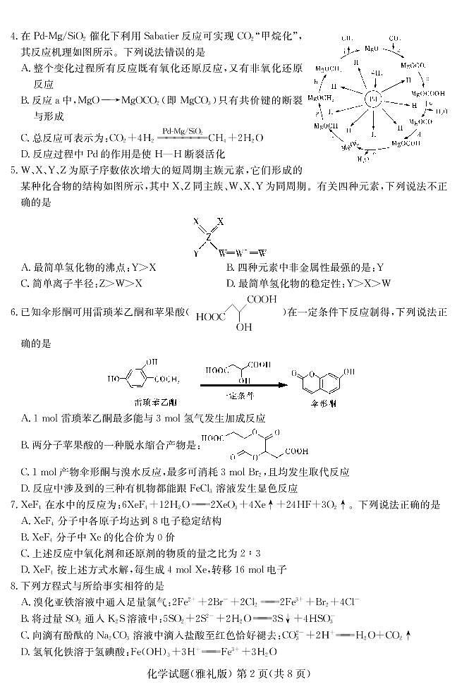 湖南省雅礼中学2021届高三下学期模拟卷（一）化学试题 扫描版含解析02