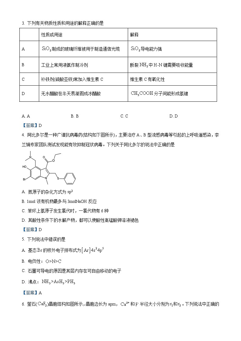 辽宁省沈阳市2021届高三年级教学质量监测（三）化学试题02