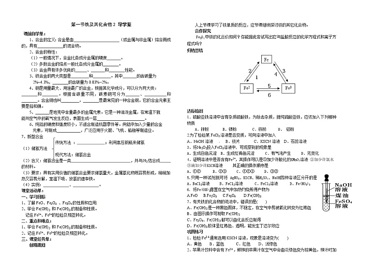 人教版 (2019) / 必修 第一册3.1铁及其化合物2化学 学案01