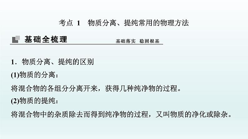 2022高三一轮复习化学  第十章  第31讲　物质的分离和提纯课件03