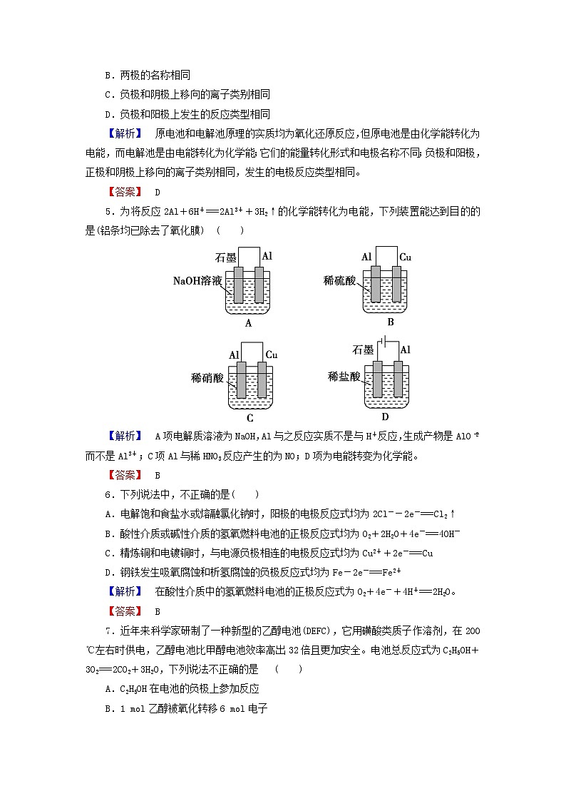 高中化学 第四章 电化学基础综合测评 新人教版选修402