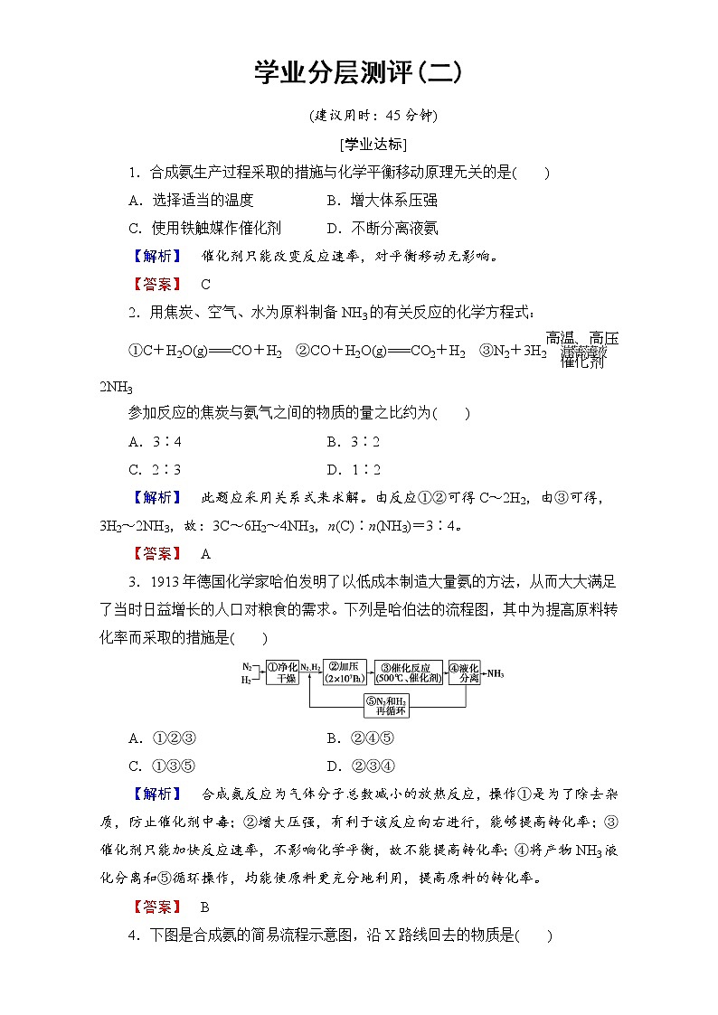高中化学人教版选修二（学业分层测评）第一单元 走进化学工业 学业分层测评2 word版含解析01