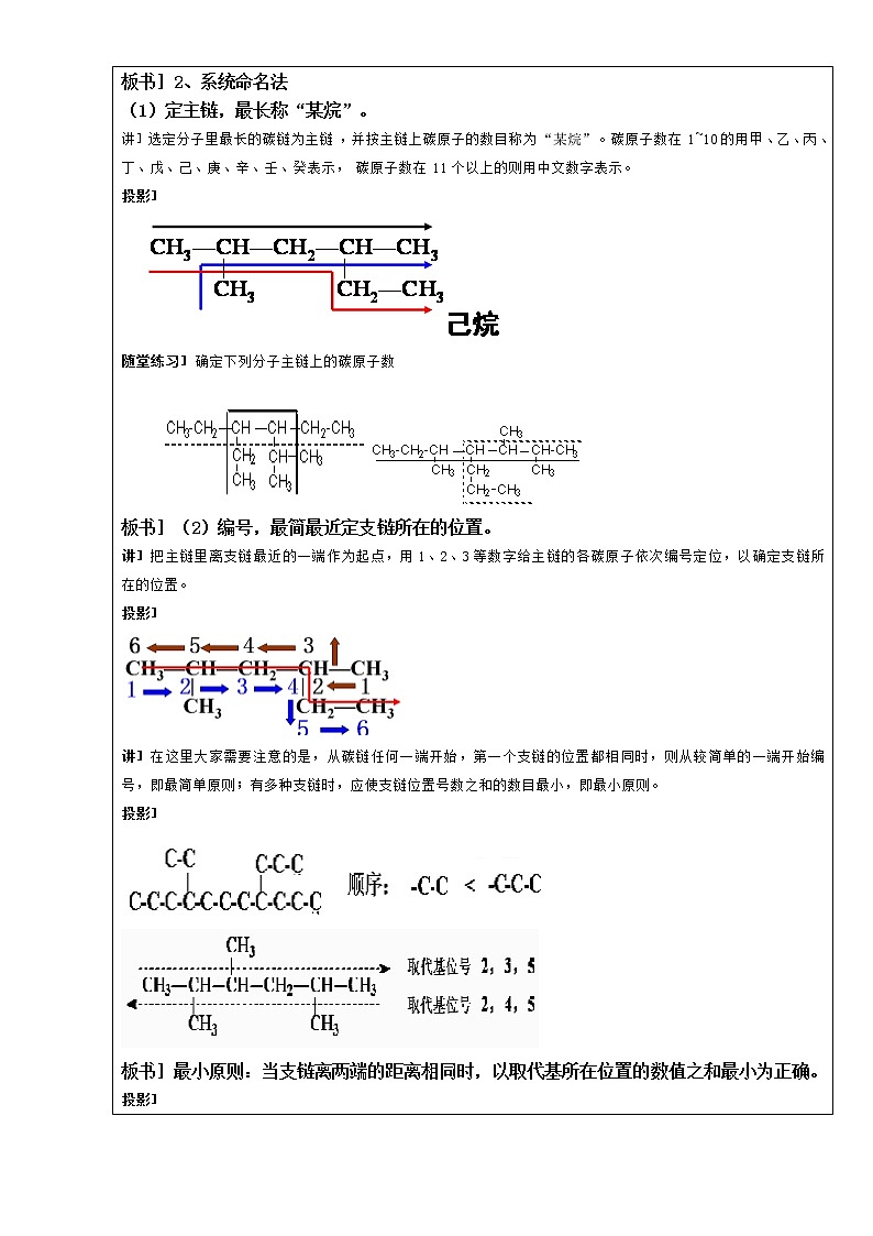 人教版高中化学选修五《1.3 有机化合物的命名》教案第2页