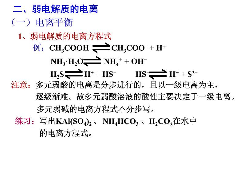人教版高中化学选修四 3.1弱电解质的电离第2课时（课件1）01
