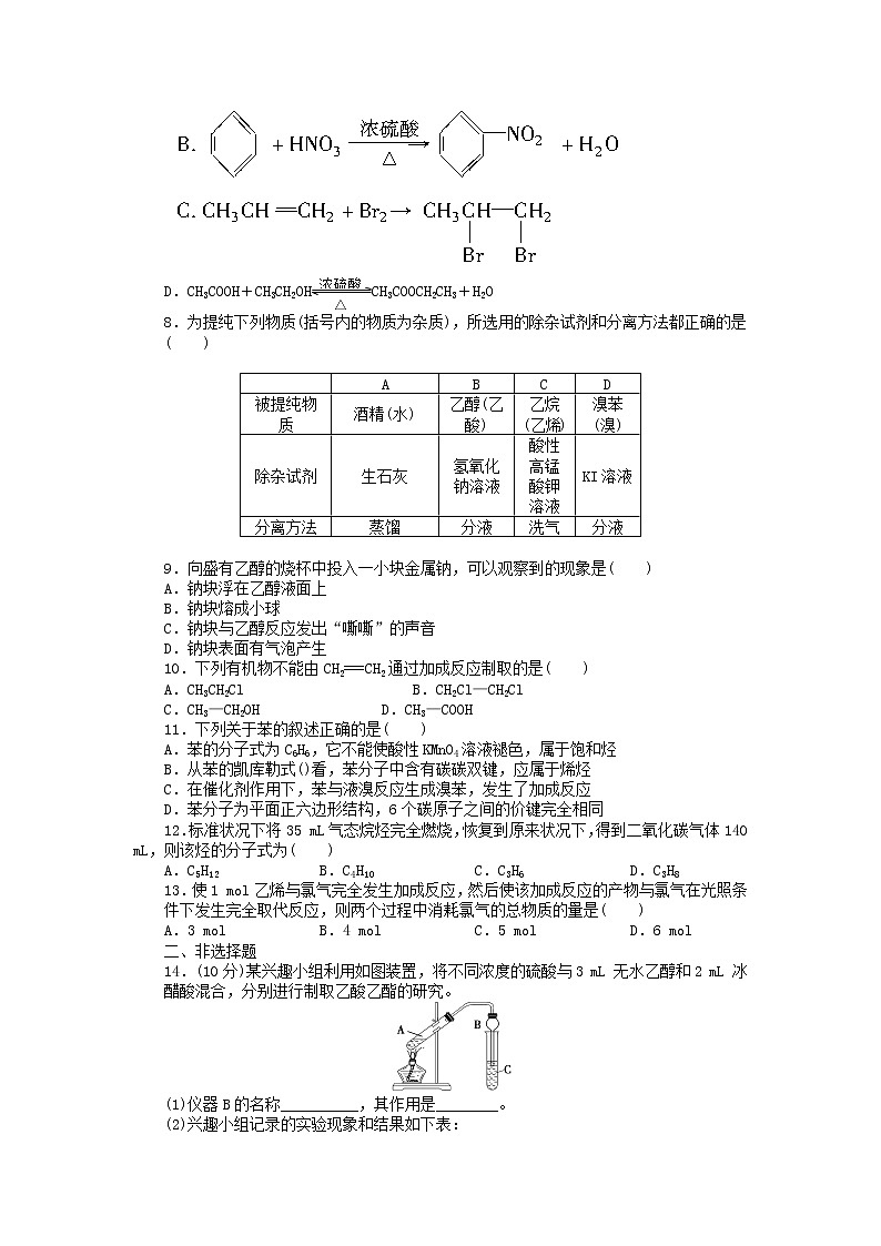 高中化学 第三章 有机化合物单元检测 新人教版必修202