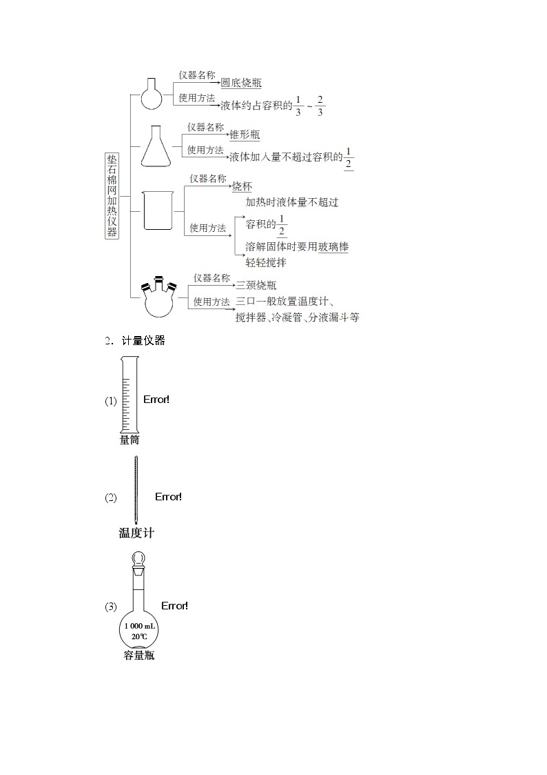 高三化学一轮复习讲义第10章 第1节　化学实验仪器和基本操作02