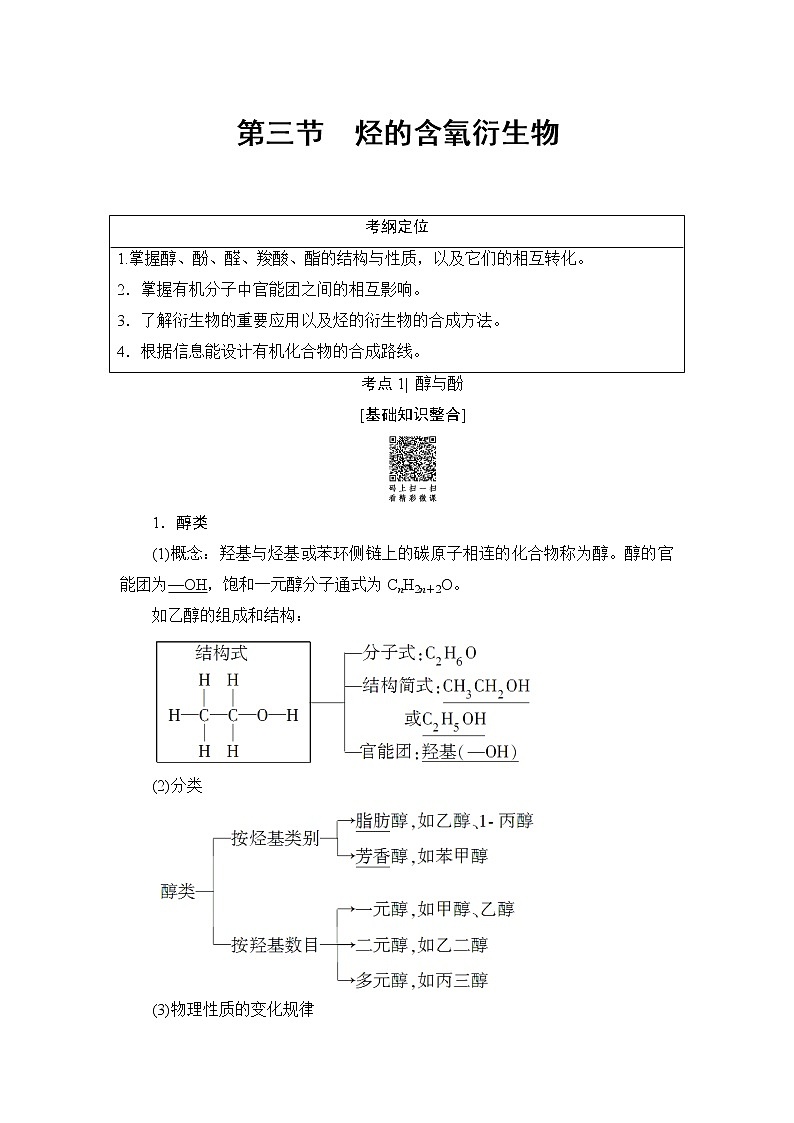 高三化学一轮复习讲义选修5 第3节  烃的含氧衍生物01