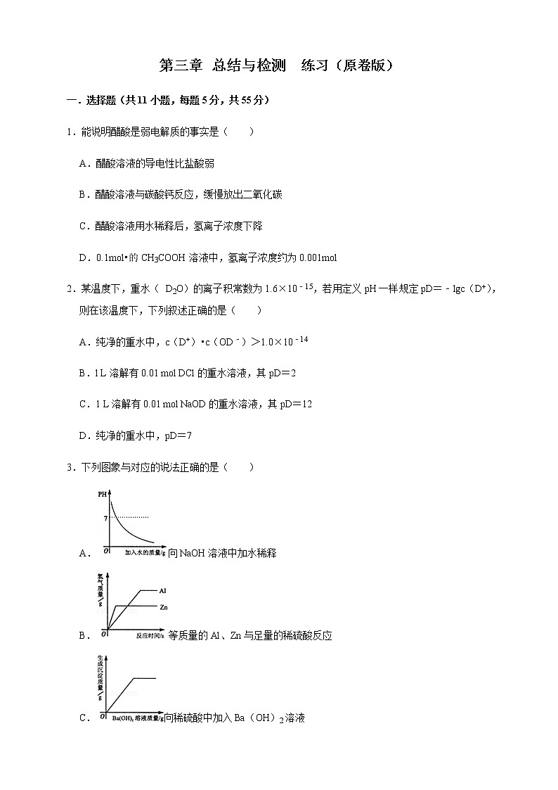 高中 化学 人教版 (2019) 选择性必修1　第三章 总结与检测(原卷版+解析版)01