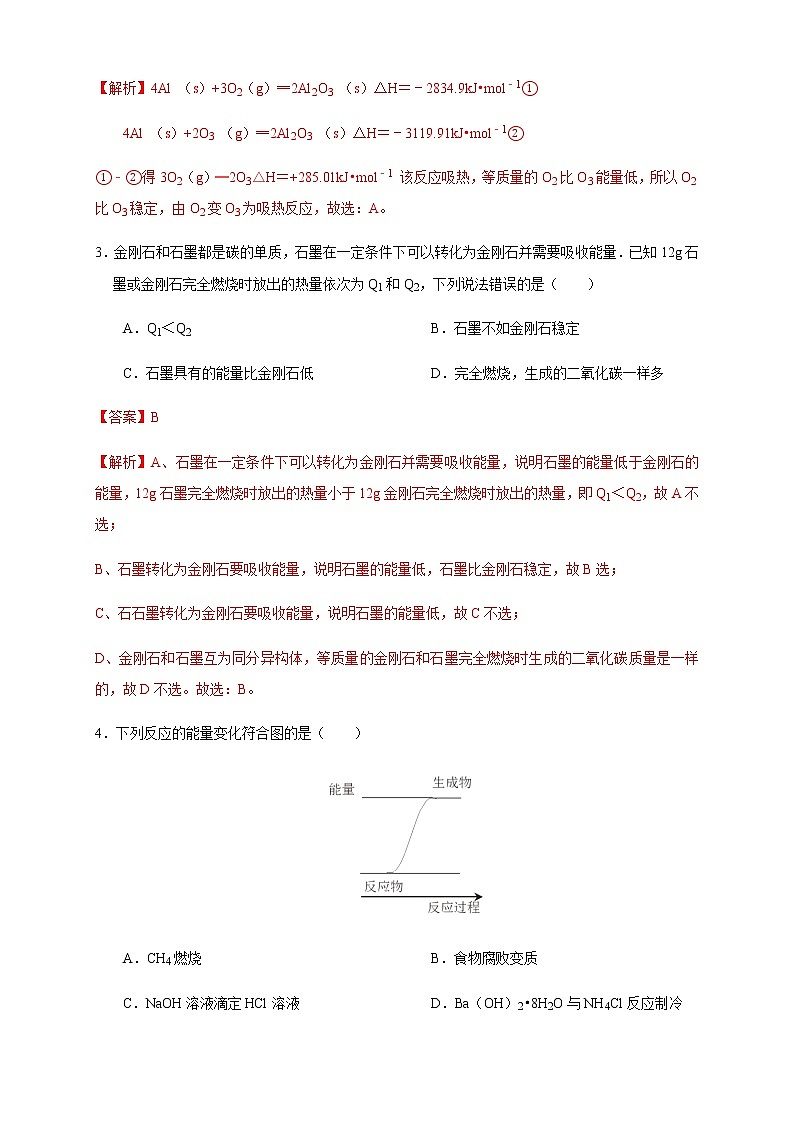 高中 化学 人教版 (2019) 选择性必修1　1.1.1 反应热 焓变（练习）(原卷版+解析版)02