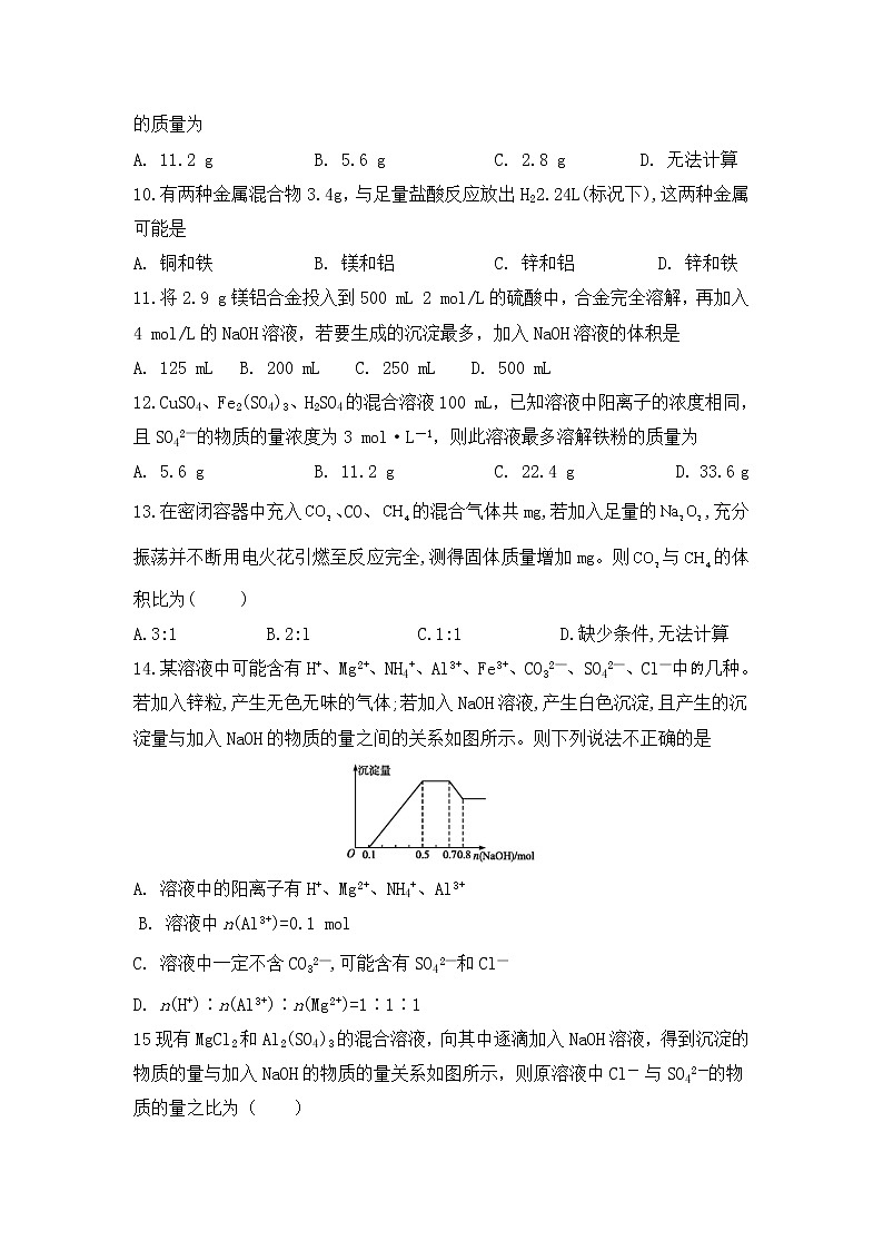 江西省新余市第四中学2020-2021学年高一上学期第二次段考化学试卷+Word版缺答案03