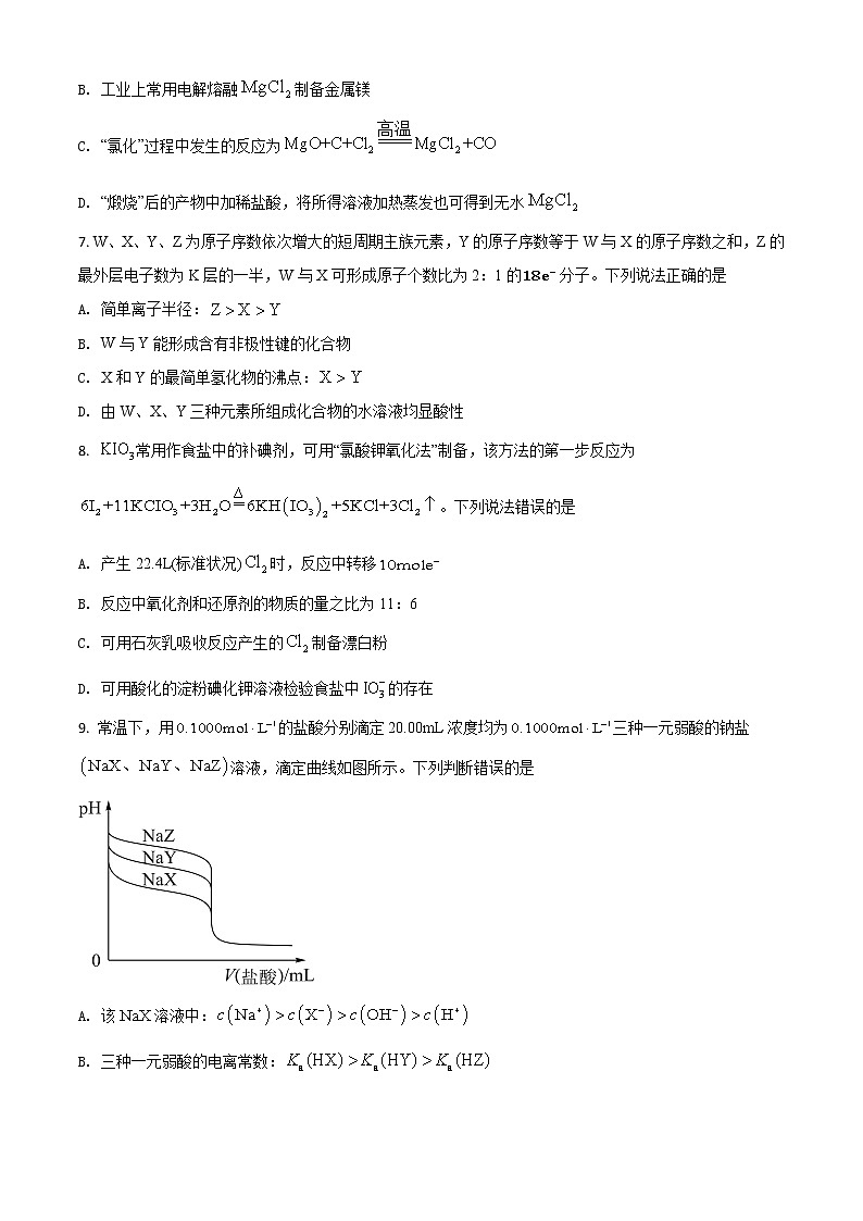 2021年新高考湖南化学高考真题及答案解析 (原卷+解析卷)03