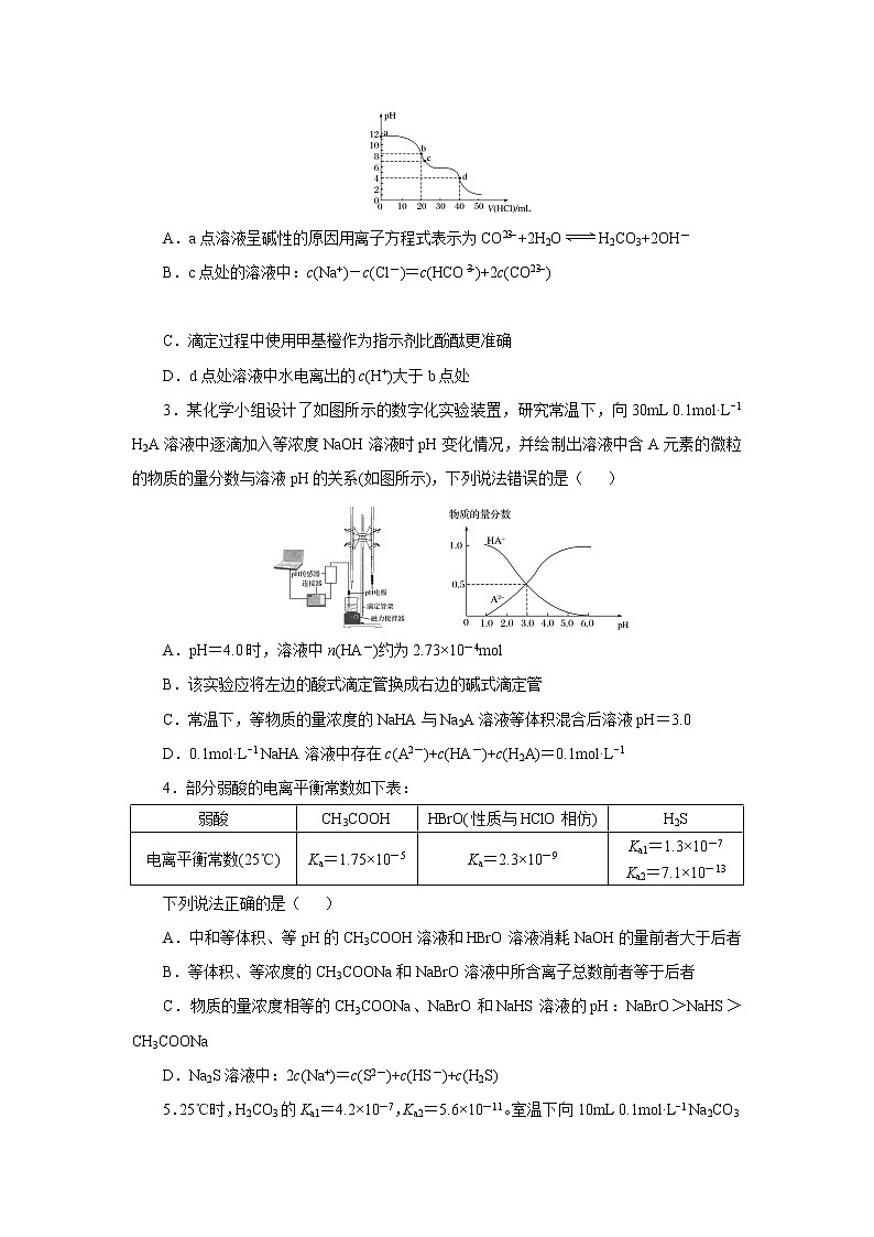 2019年高三化学一轮复习试题电解质溶液中离子浓度的关系03