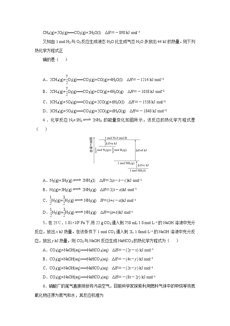 2019年高三化学一轮复习试题 热化学方程式的书写03