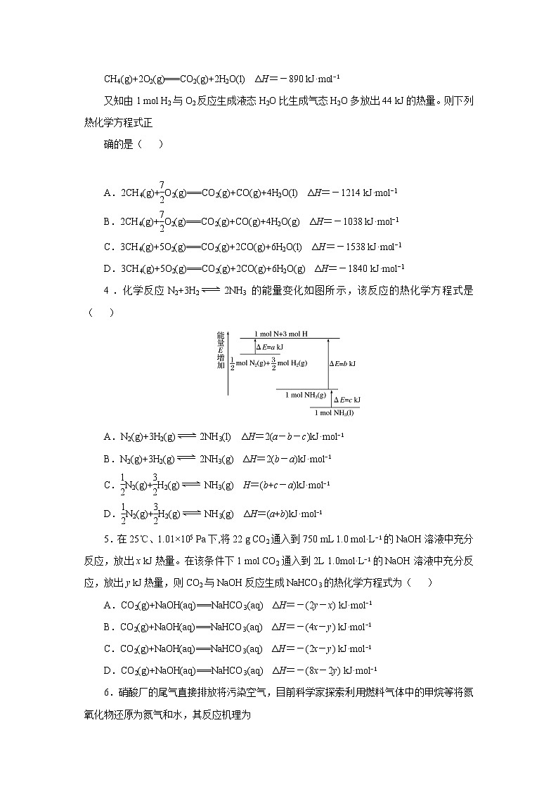2019年高三化学一轮复习试题 热化学方程式的书写03