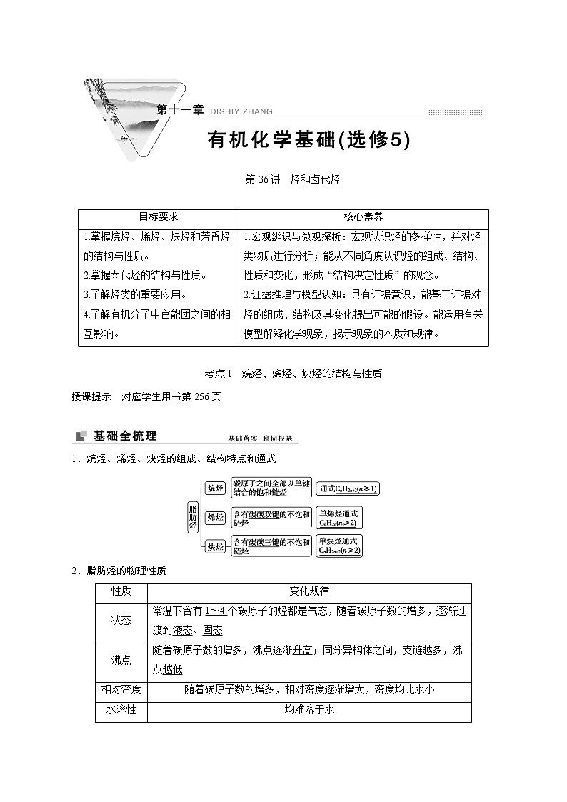 2022高考化学一轮专题复习  第36讲　烃和卤代烃01