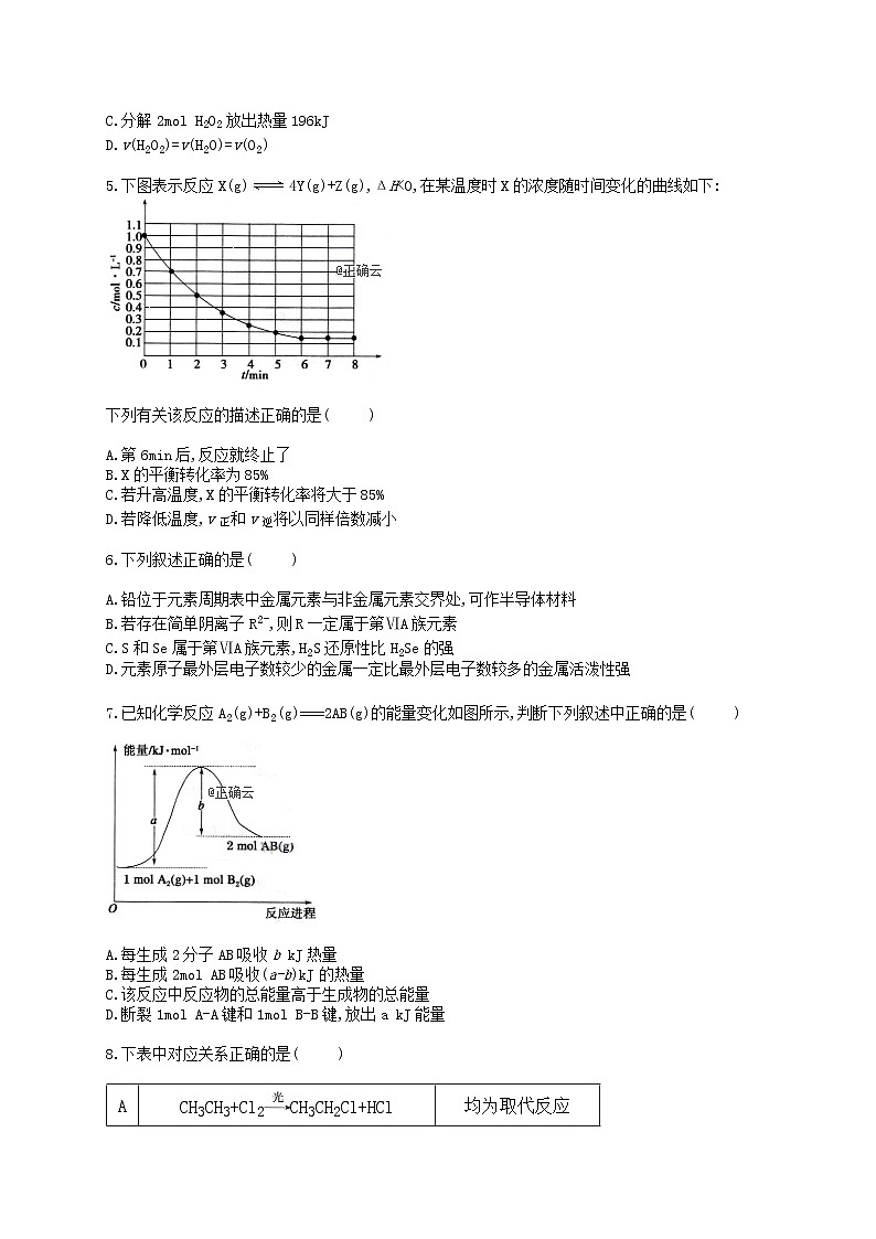 人教版高一化学下学期 暑假作业11 总复习 练习02