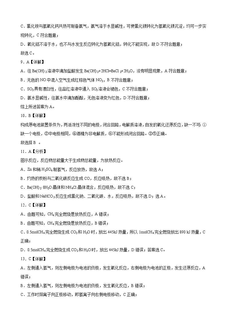 2020-2021学年高一化学下学期期末测试卷（苏教版2019必修第二册）03