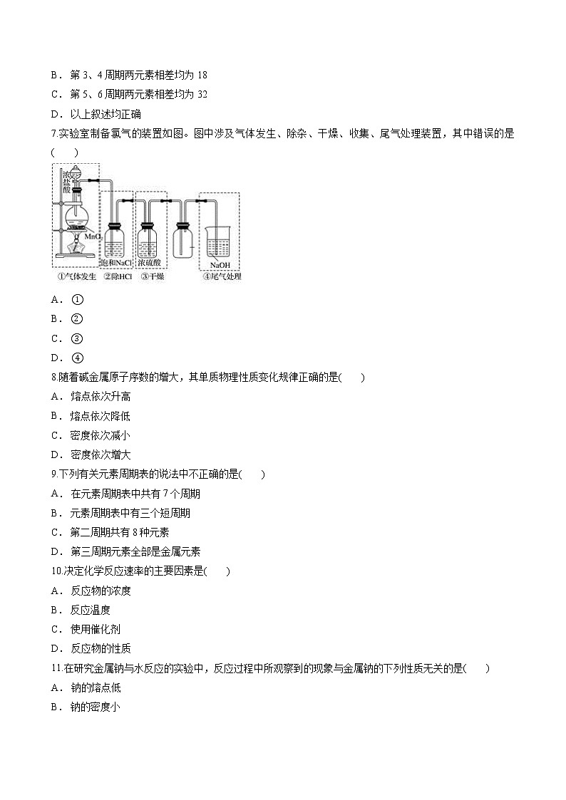 鲁科版高中化学必修2期末综合测试卷II（含word答案解析版）02