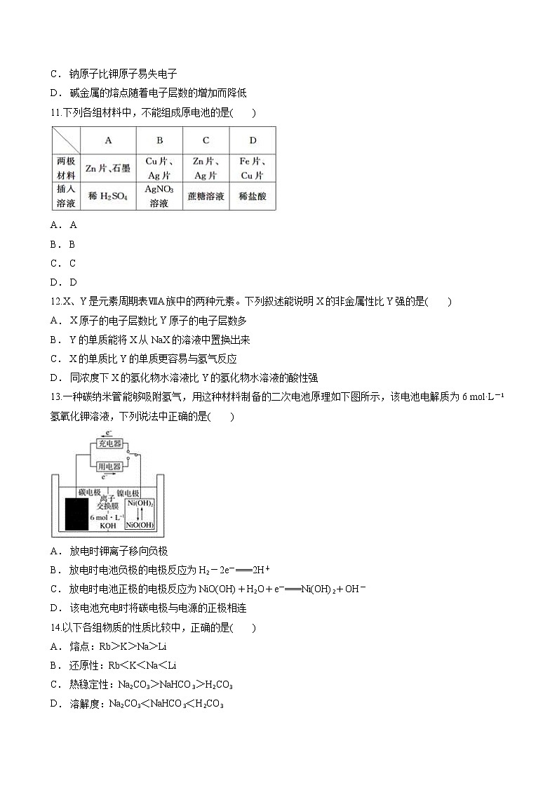 人教版高中化学必修2期末模拟测试卷II（含word解析版）第3页