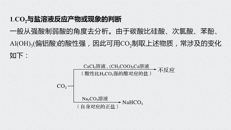 2022高考化学一轮复习 第四章 第19讲　微专题8　二氧化碳与盐或碱溶液反应产物的判断课件02