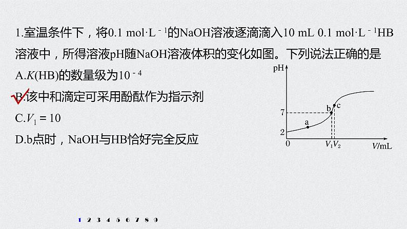 2022高考化学一轮复习 第八章 第39讲 专项提能特训15　滴定过程的曲线分析课件02