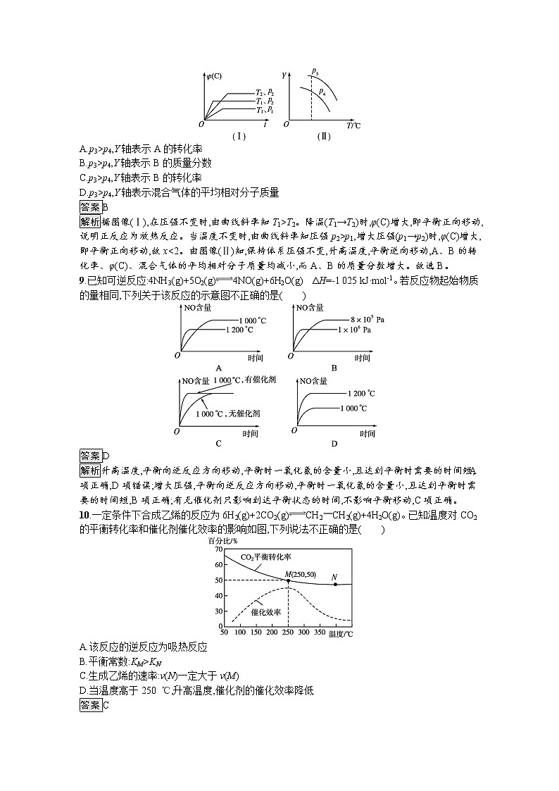 2021新教材高中化学选修一：2 化学反应速率与化学平衡+测评练习题+答案解析03