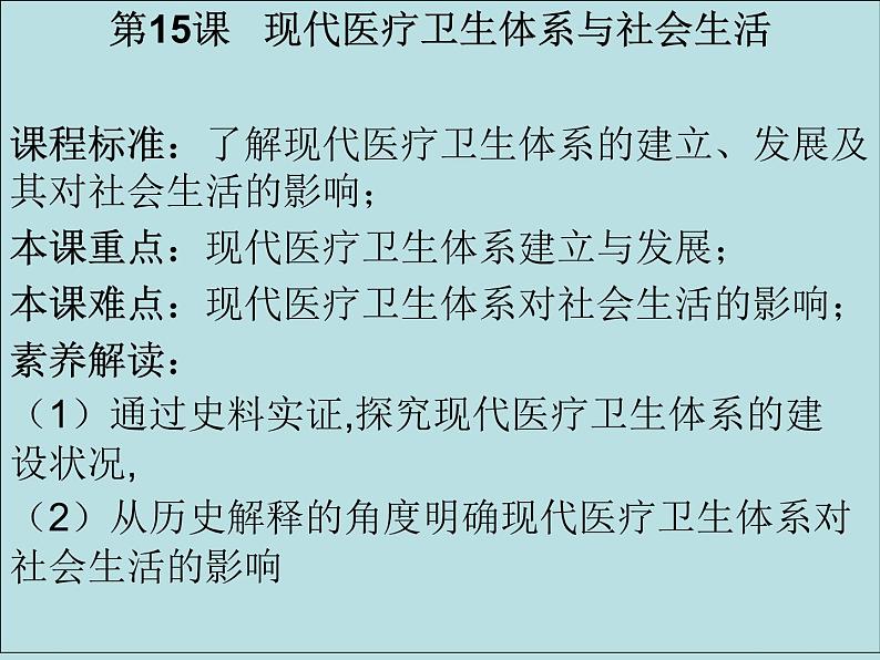 第15课 现代医疗卫生体系与社会生活（课件）-【上好课】2020-2021学年高二历史同步备课系列（选择性必修2经济与社会生活）第1页