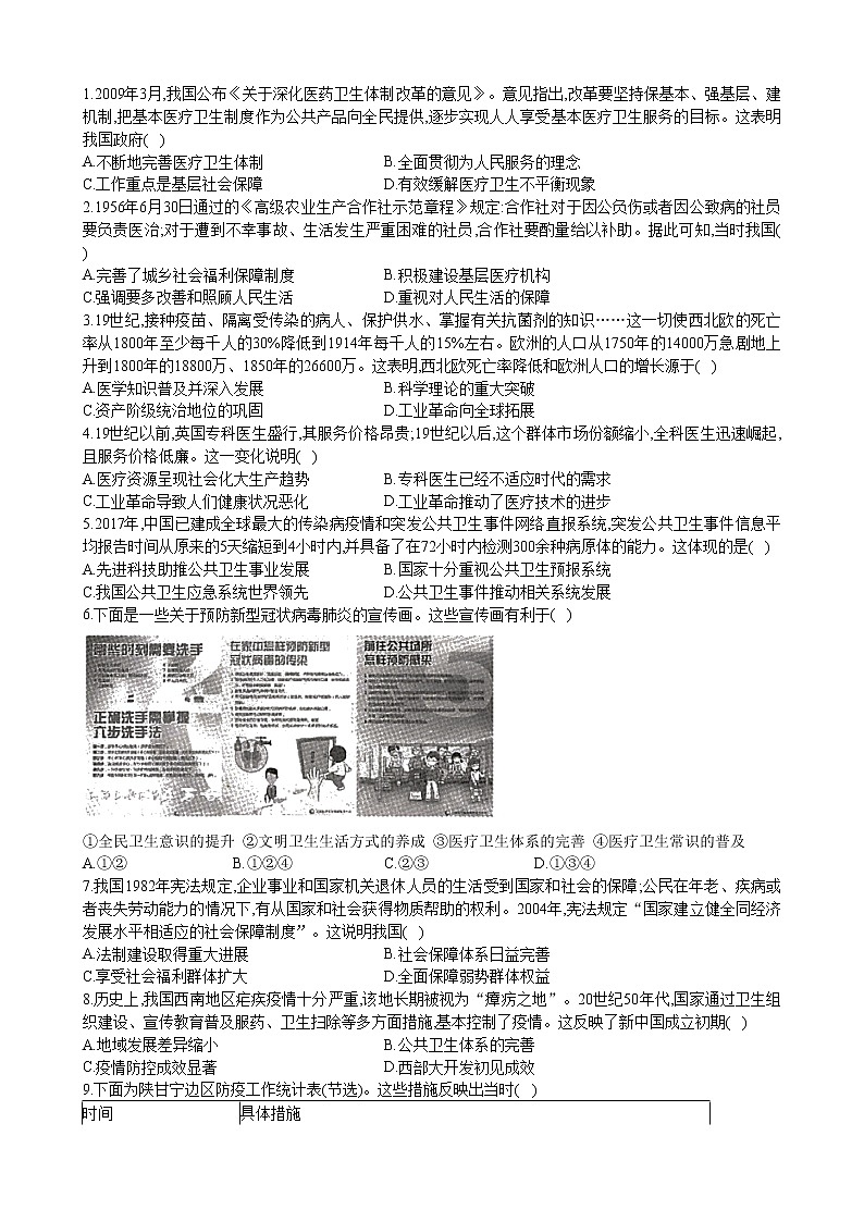 第15课 现代医疗卫生体系与社会生活 学案-【新教材】统编版（2019）高中历史选择性必修2 经济与社会生活02