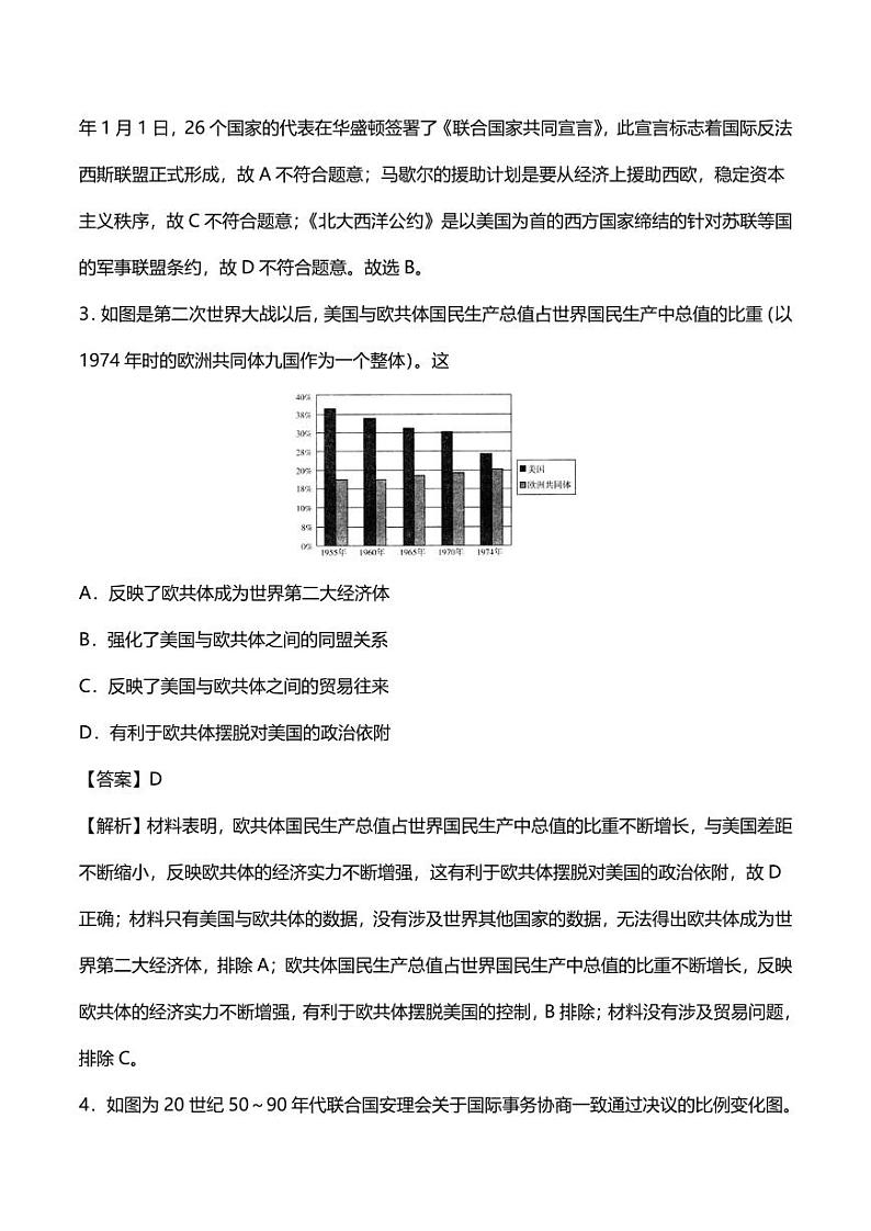 2020高考历史冲刺提分训练二战后的世界文明20世纪中期以后02