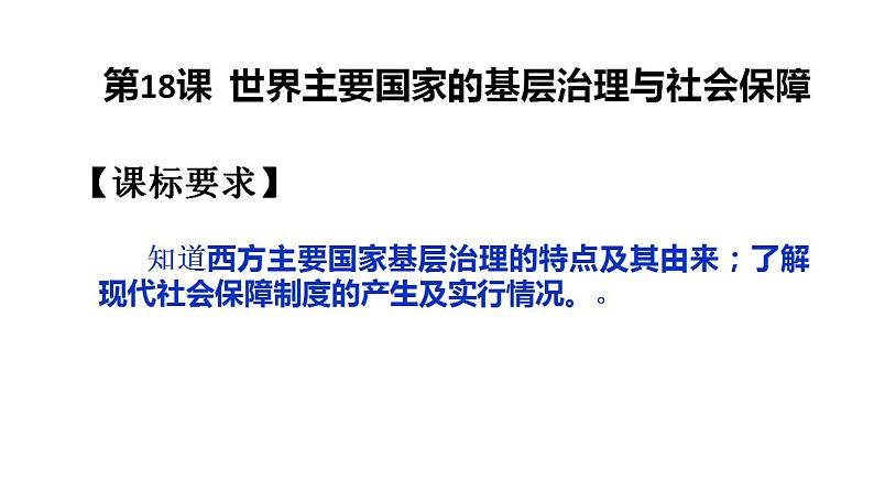 第18课 世界主要国家的基层治理与社会保障【PPT课件】01