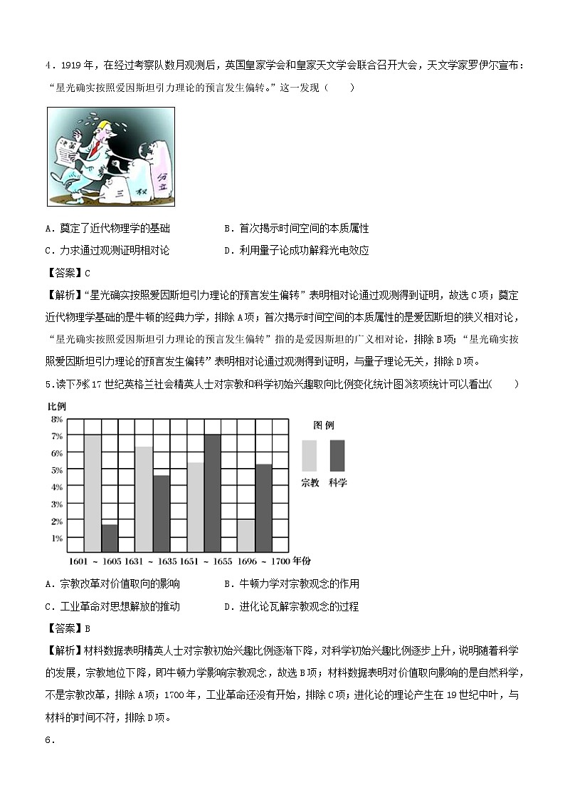 新高考2021届高考历史小题必练20近代以来世界的科学历程与文学艺术音乐第3页