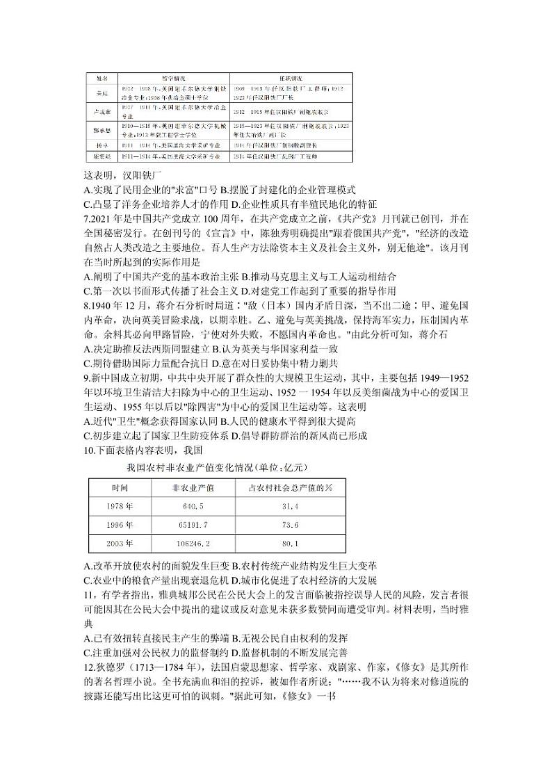 2021届广东省高州市高三下学期第二次模拟历史试题 PDF版第2页