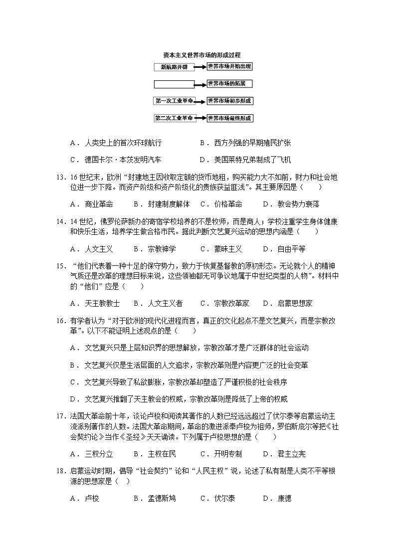 重庆市实验中学校2020-2021学年高一下学期第二阶段测试历史试题+Word版含答案03