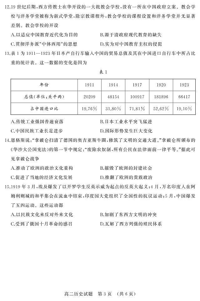 山东省济南市2020-2021学年高二下学期期末考试 历史试题 PDF版含答案03