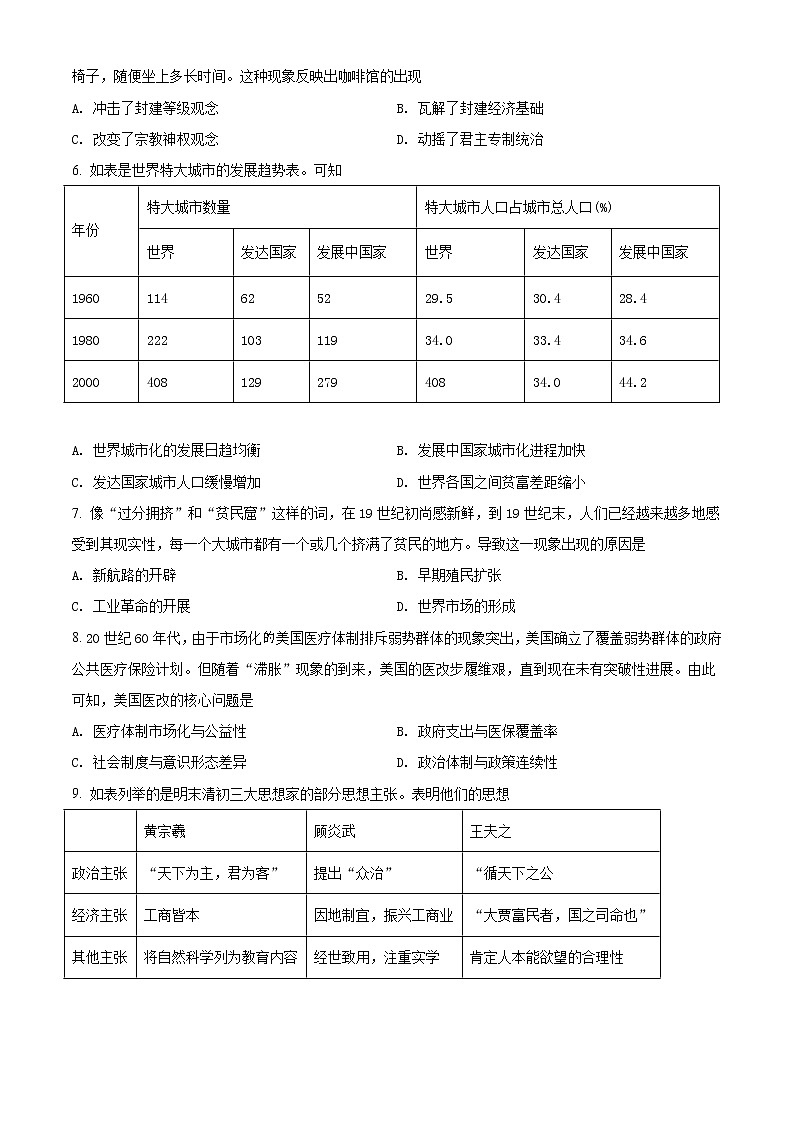 辽宁省丹东市2020-2021学年高二下学期期末教学质量监测 历史试题 Word版含解析02