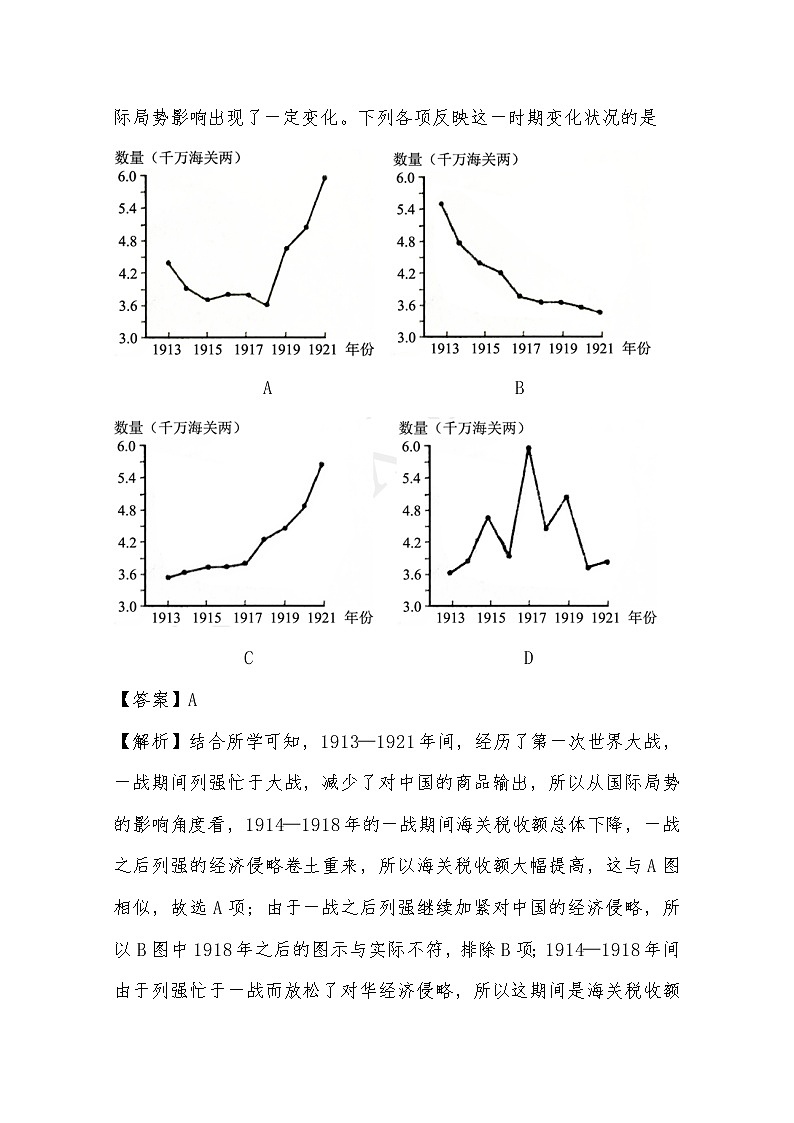 2021年高考历史真题及模拟题分类汇编专题07：中国近代经济结构的变动（含答案解析）第3页