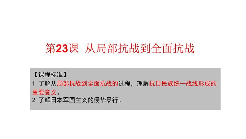 第23课 从局部抗战到全面抗战 课件-【新教材】统编版（2019）高中历史必修中外历史纲要上01