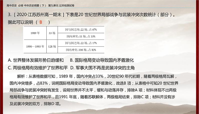 高中历史人教统编版第九单元过关检测试卷03