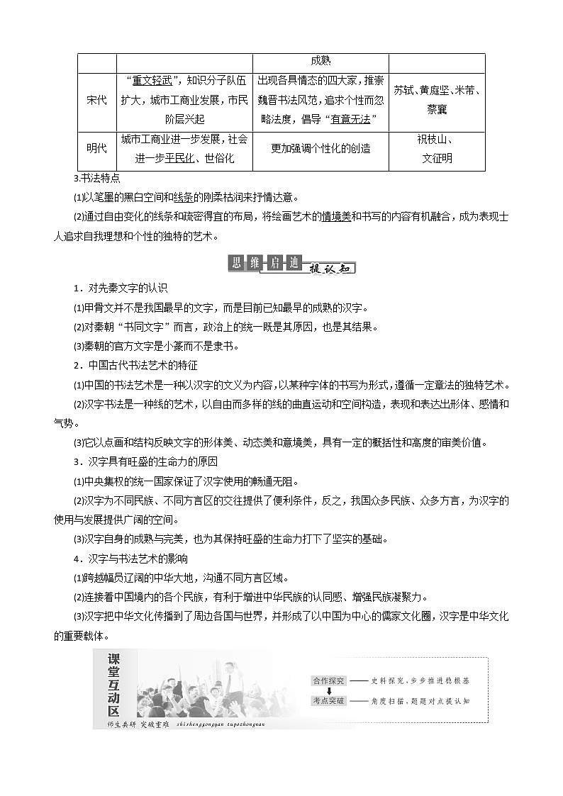 高中历史第二单元中国古代文艺长廊第7课汉字与书法教案必修3(1)02