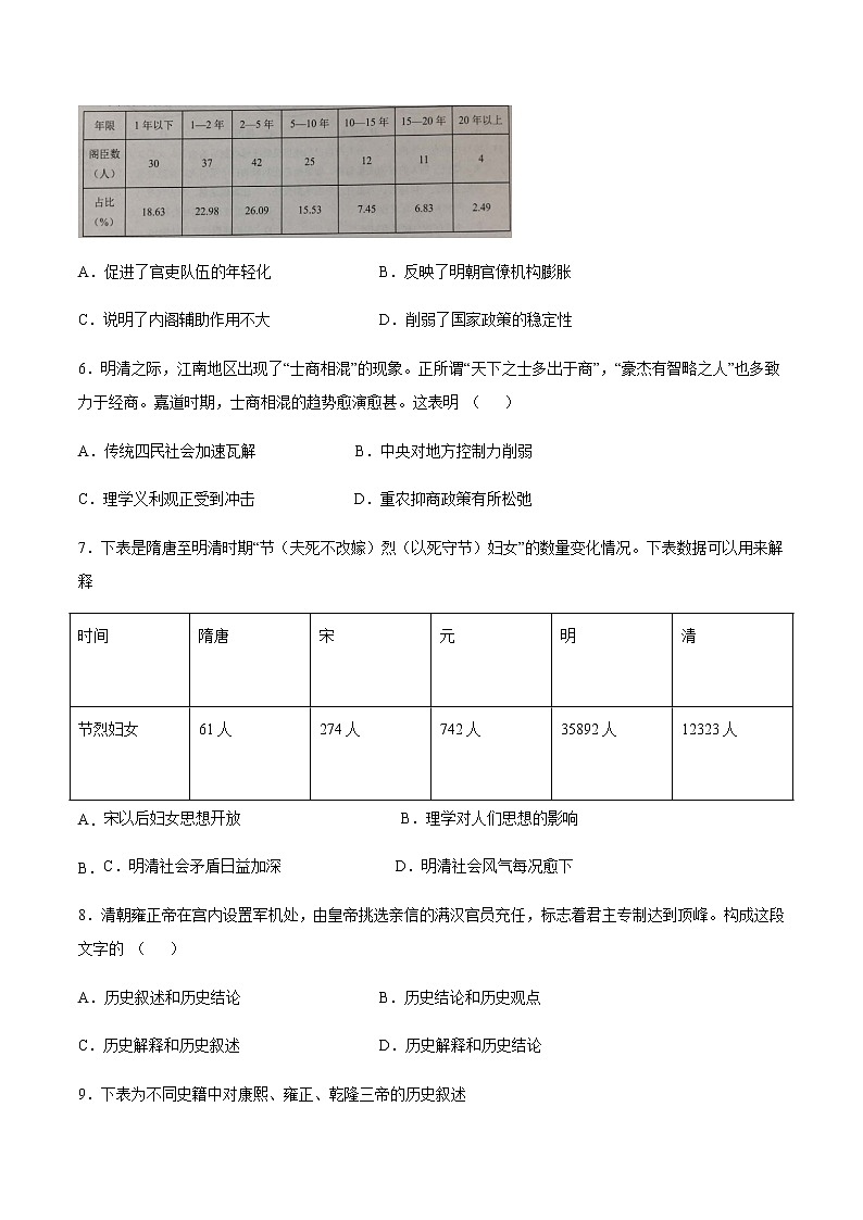 第四单元 明清中国版图的奠定与面临的挑战 单元综合与测试---2021-2022学年上学期高一历史统编版（2019）必修中外历史纲要上（word版 含答案）02
