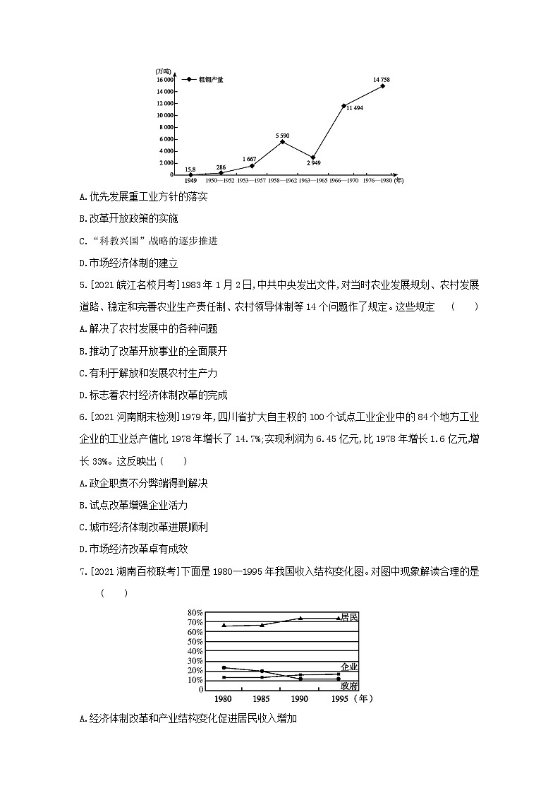 通用版高考历史一轮复习第十单元中国特色社会主义建设的道路训练2含解析第2页