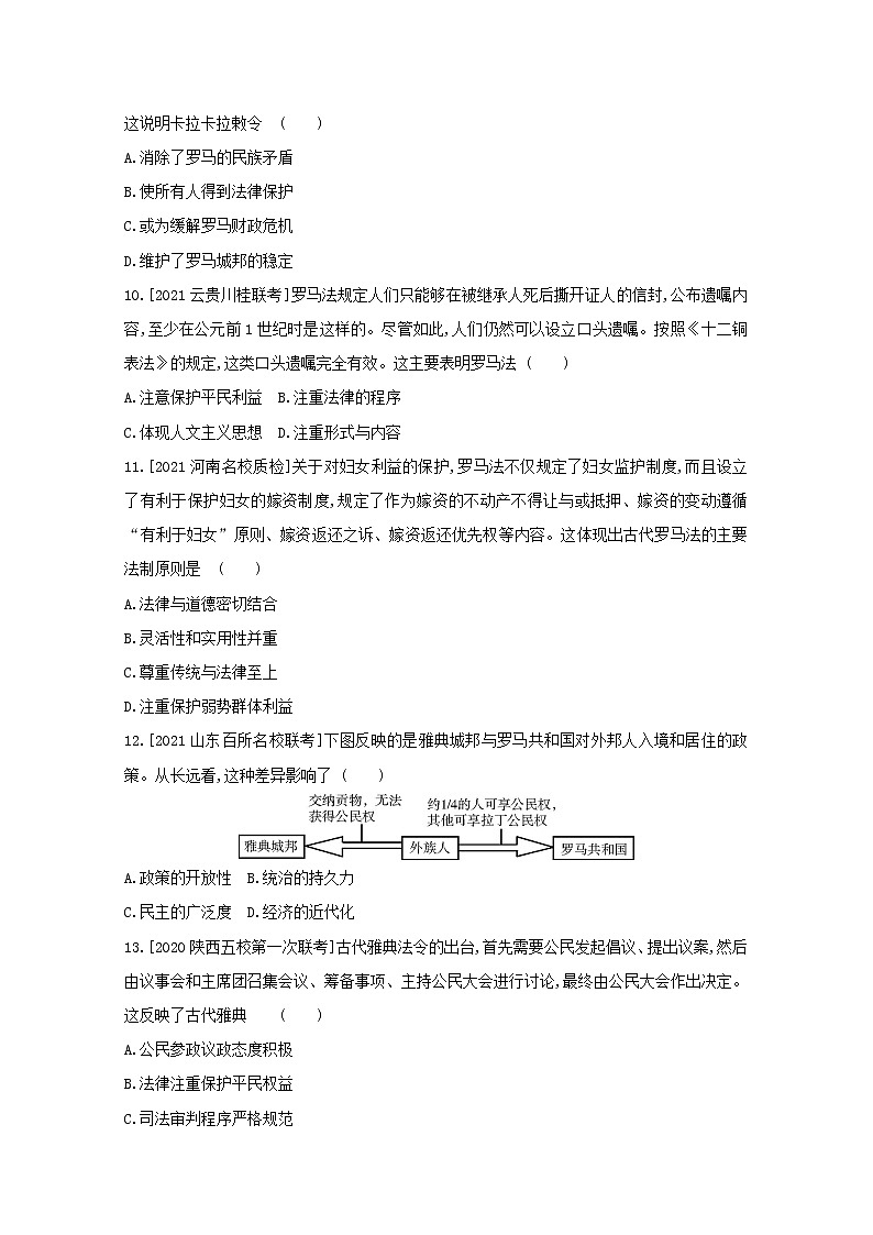 通用版高考历史一轮复习第十三单元古代希腊罗马的政治制度训练2含解析第3页