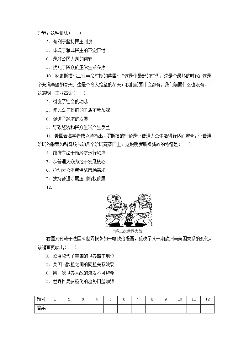 高考历史下学期仿真模拟卷八含解析第3页