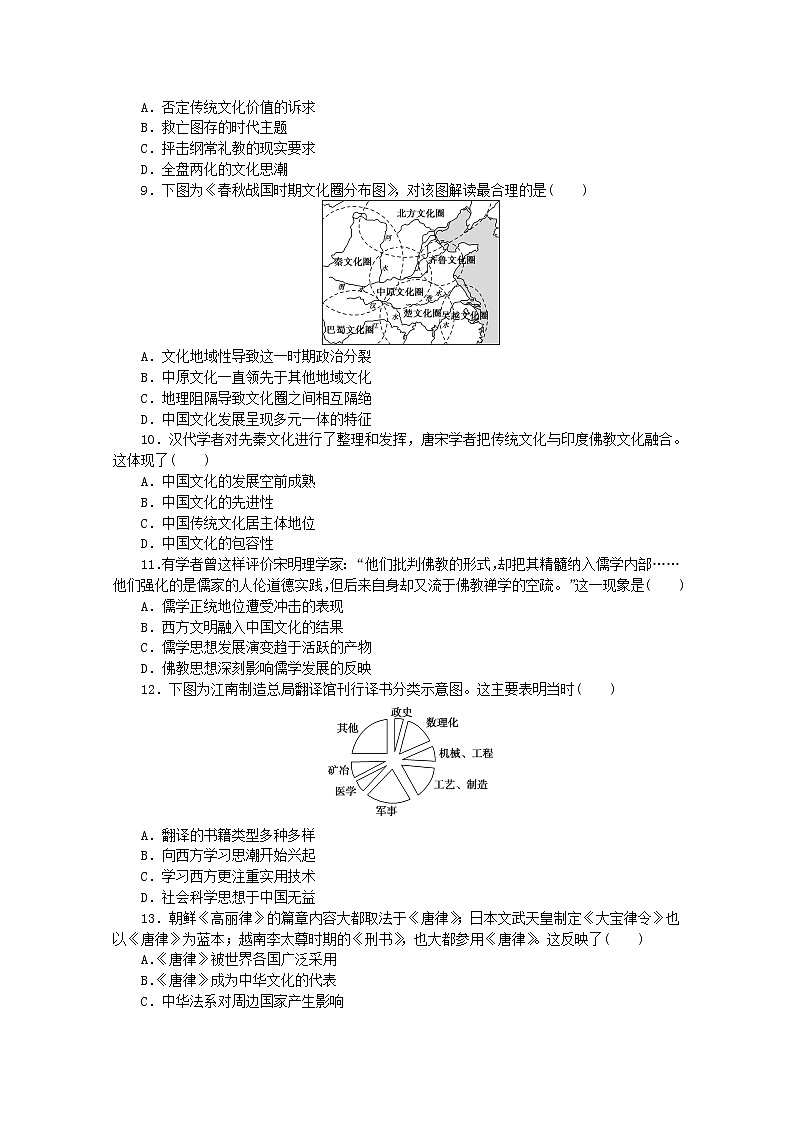 高中历史第一单元源远流长的中华文化单元检测卷含解析新人教版选择性必修3第2页