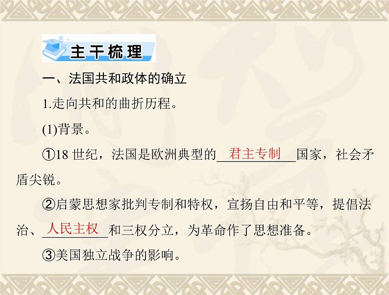 高考历史总复习必修Ⅰ政治文明历程第三单元近代西方资本主义政体的建立第6讲欧洲大陆的政体改革课件02