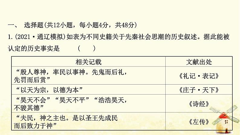 高考历史一轮复习单元质量评估第十二单元中国古代的思想科学技术与文学艺术课时作业课件岳麓版02