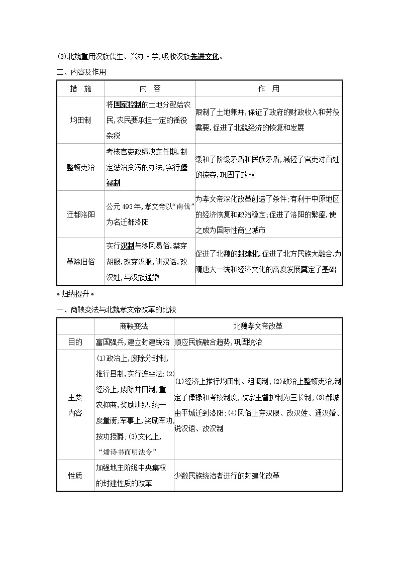江苏专用高考历史一轮复习专题十七历史上重大改革回眸课题42历史上重大改革回眸学案含解析人民版03